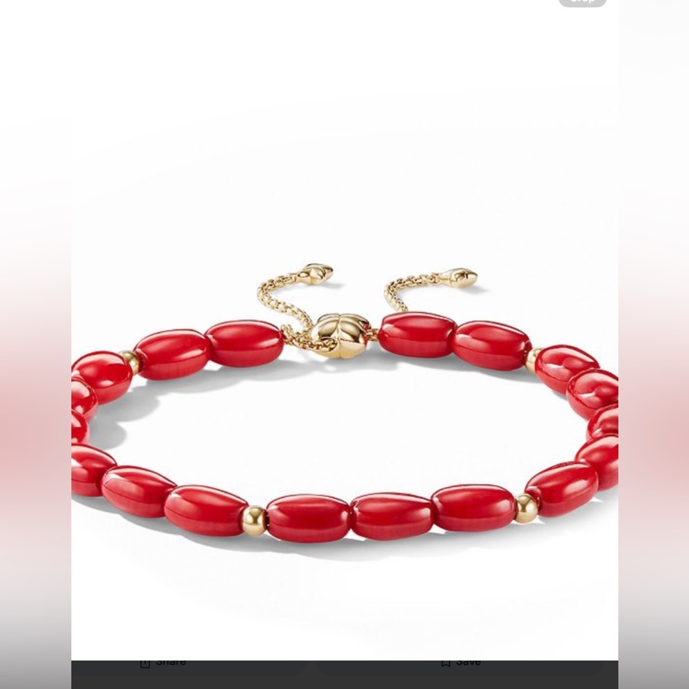 David Yurman Spiritual Beads Bracelet Sea Bamboo and 18k Gold with pouch